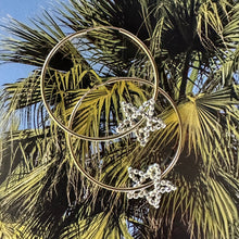 Load image into Gallery viewer, gold filled hoops with sterling silver disco ball beaded star pendants
