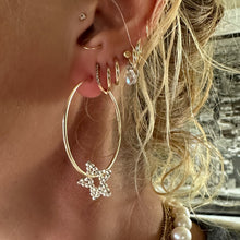 Load image into Gallery viewer, silver disco star hoops