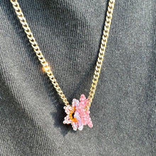 Load image into Gallery viewer, striped seed bead flower pendant
