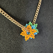 Load image into Gallery viewer, striped seed bead flower pendant
