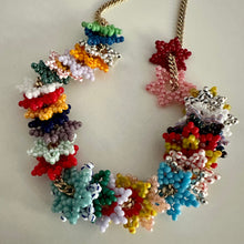 Load image into Gallery viewer, colorful striped seed bead flower pendant
