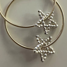 Load image into Gallery viewer, silver disco star hoops