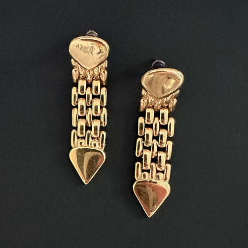 vintage gold tone watch band earrings