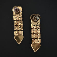 Load image into Gallery viewer, vintage gold tone watch band earrings
