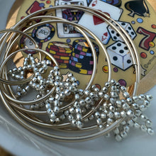 Load image into Gallery viewer, silver disco star hoops