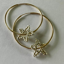 Load image into Gallery viewer, silver disco star hoops