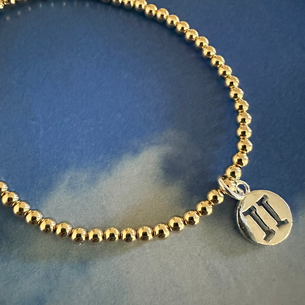gold filled ball bead zodiac sign charm bracelet