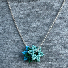Load image into Gallery viewer, sterling silver curb chain with green and blue beaded pendants
