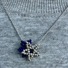 Load image into Gallery viewer, sterling silver disco ball chain necklace with navy and silver star pendant
