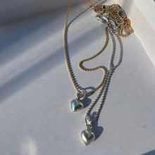 Load image into Gallery viewer, sterling silver disco ball chain necklace puffy heart pendant