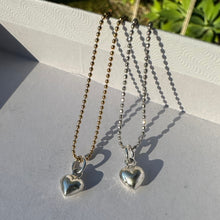Load image into Gallery viewer, gold filled sterling silver puffy heart pendant necklace