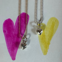 Load image into Gallery viewer, gold filled sterling silver ball chain silver puffy heart pendant necklace