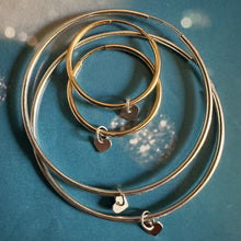 Load image into Gallery viewer, tiny mini silver heart pendants gold filled sterling silver endless hoop earrings