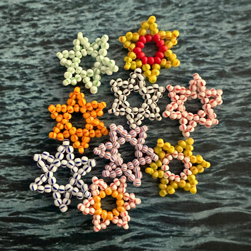 colorful striped seed bead flower pendants