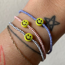 Load image into Gallery viewer, red, white, blue, black, yellow smiley face seed bead bracelet set
