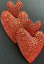 Load image into Gallery viewer, vintage red rhinestone heart earrings
