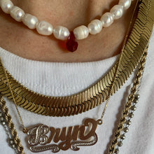 Load image into Gallery viewer, potato pearl and red Swarovski crystal drop necklace
