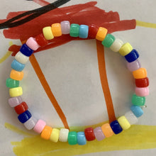 Load image into Gallery viewer, multi colored rainbow small pony bead stretchy bracelet
