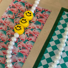 Load image into Gallery viewer, pearl and yellow smiley  face necklace
