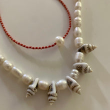 Load image into Gallery viewer, pearl and mini conch shell necklace sterling silver 
