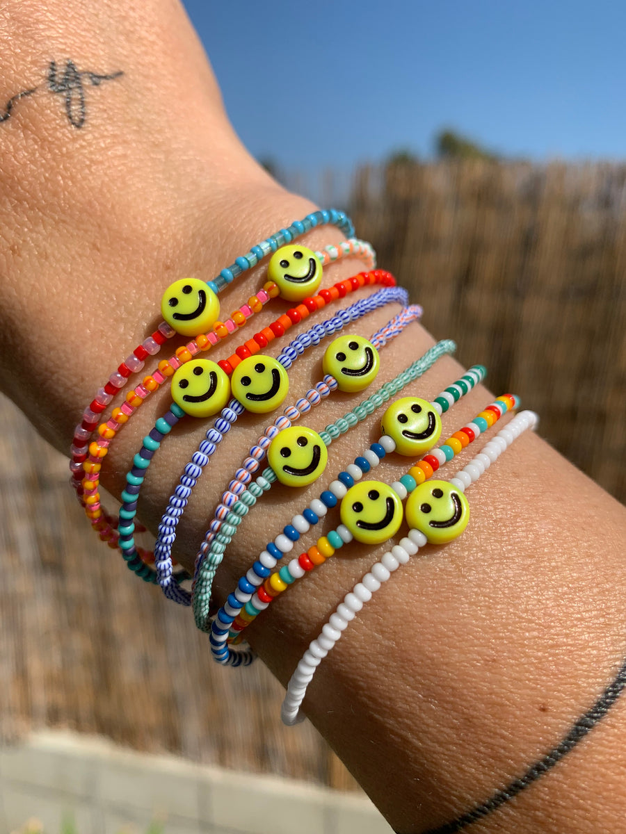 smiley face seed bead bracelets bryn sanders jewelry