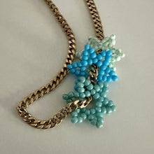 Load image into Gallery viewer, mint green blue seed bead flower pendant
