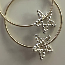 Load image into Gallery viewer, silver disco star hoops
