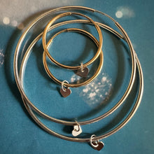Load image into Gallery viewer, tiny mini silver heart pendants gold filled sterling silver endless hoop earrings
