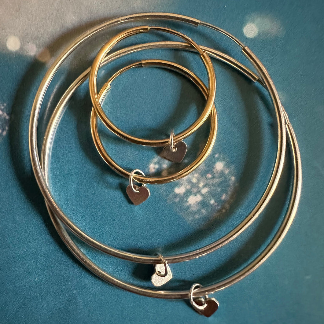 tiny mini silver heart pendants gold filled sterling silver endless hoop earrings