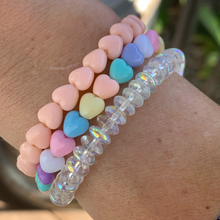 Load image into Gallery viewer, light peach heart bead stretchy bracelet
