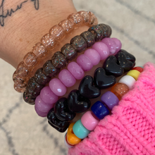 Load image into Gallery viewer, champagne colored glitter plastic pony bead stretchy bracelet
