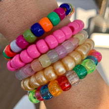 Load image into Gallery viewer, gold pony bead stretchy bracelet
