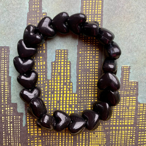 black heart plastic pony bead stretchy bracelet