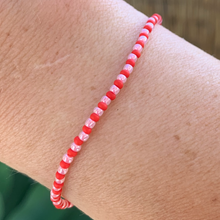 Load image into Gallery viewer, pink and red elastic seed bead bracelet
