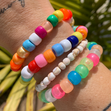 Load image into Gallery viewer, shell beaded summer stretch bracelet and colorful pony bead bracelets

