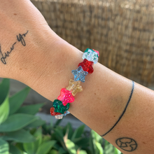 Load image into Gallery viewer, multi colored, glitter star pony bead stretchy bracelet
