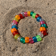 Load image into Gallery viewer, multi colored plastic glitter pony bead stretchy bracelet 
