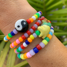 Load image into Gallery viewer, multi colored, patterned plastic mini pony bead stretchy bracelet
