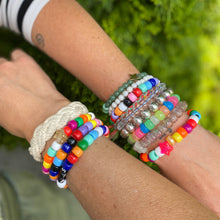Load image into Gallery viewer, fun multi colored plastic pony bead glow in the dark stretchy bracelet 
