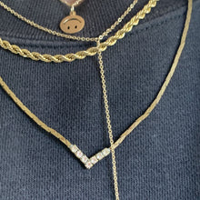 Load image into Gallery viewer, gold tone chain necklace with rhinestone detail
