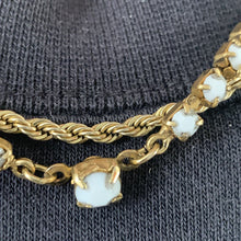 Load image into Gallery viewer, gold tone and white rhinestone vintage necklace

