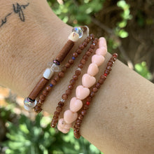 Load image into Gallery viewer, light peach heart bead stretchy bracelet and sparkly sandstone bracelets
