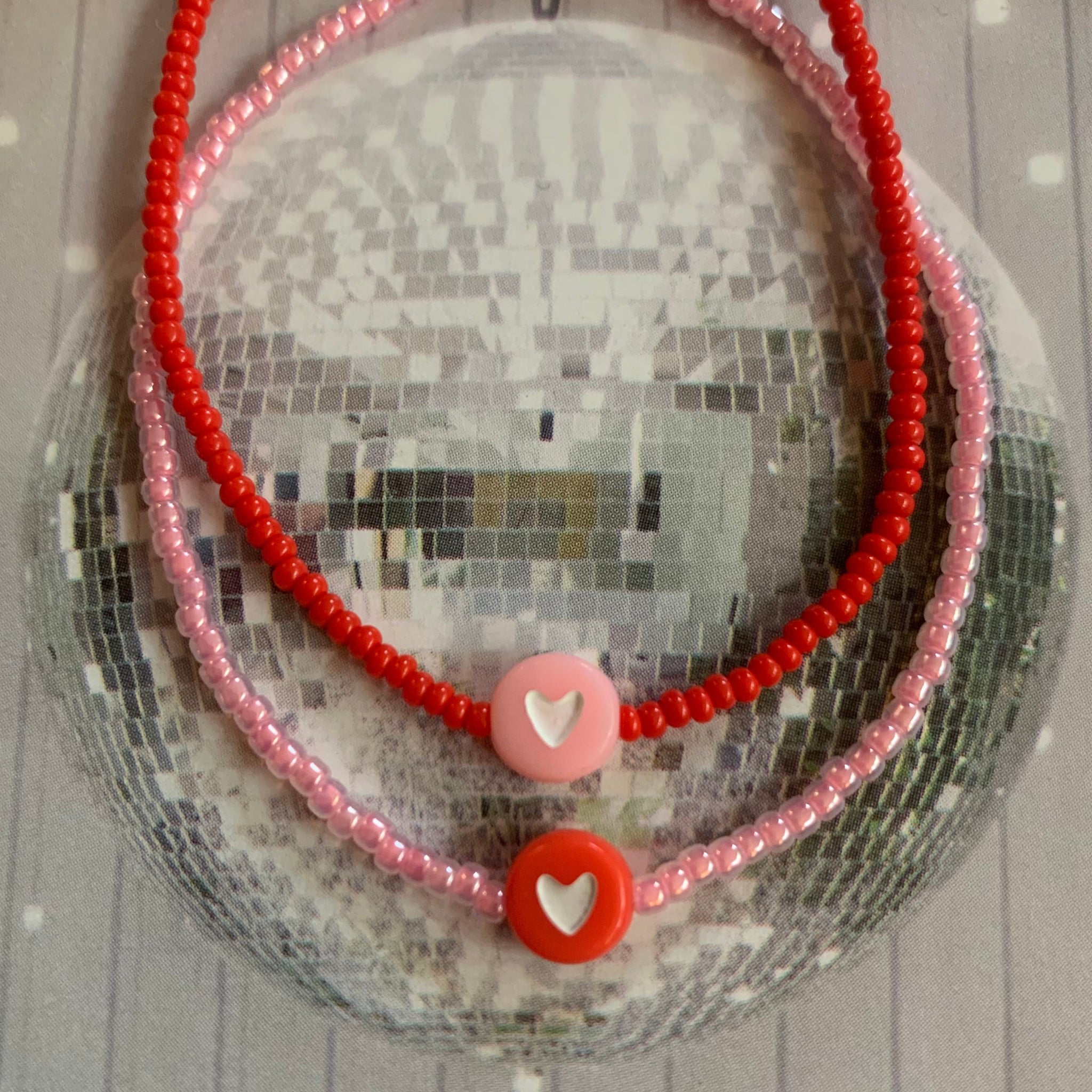 Heart beaded bracelet for Valentine's day 