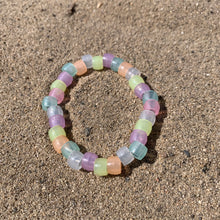 Load image into Gallery viewer, multi colored pastel glow in the dark plastic pony bead stretchy bracelet 
