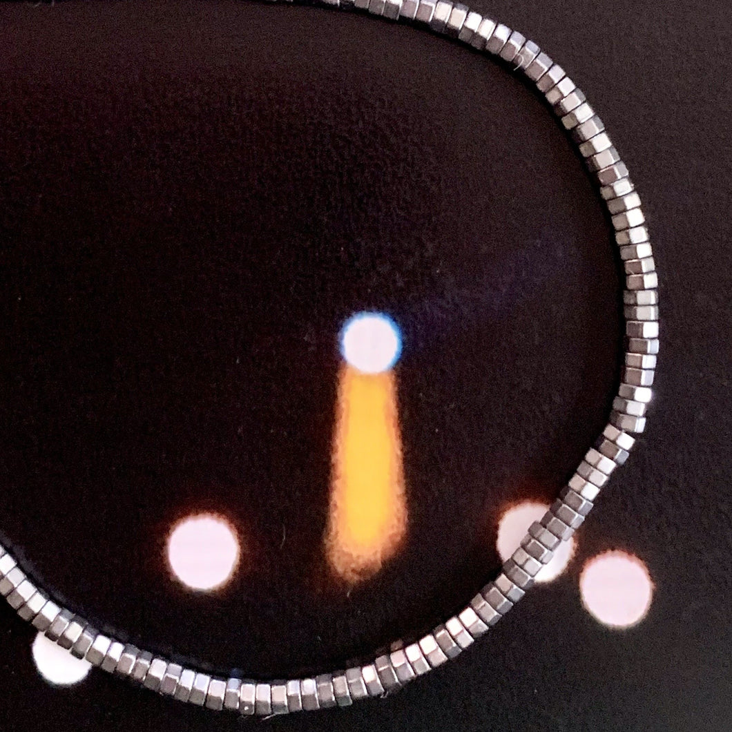 small hexagonal hematite bead bracelet