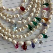 Load image into Gallery viewer, potato pearl and red Swarovski crystal drop necklace
