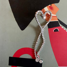 Load image into Gallery viewer, vintage rhinestone heart dangle post earrings
