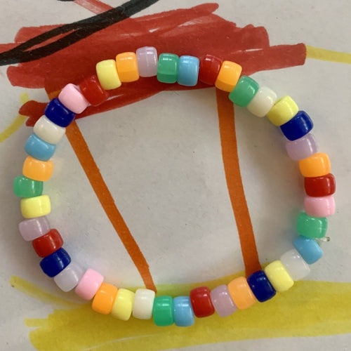 multi colored rainbow small pony bead stretchy bracelet