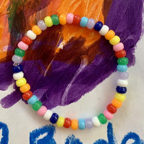 multi colored mini plastic pony bead stretch bracelet