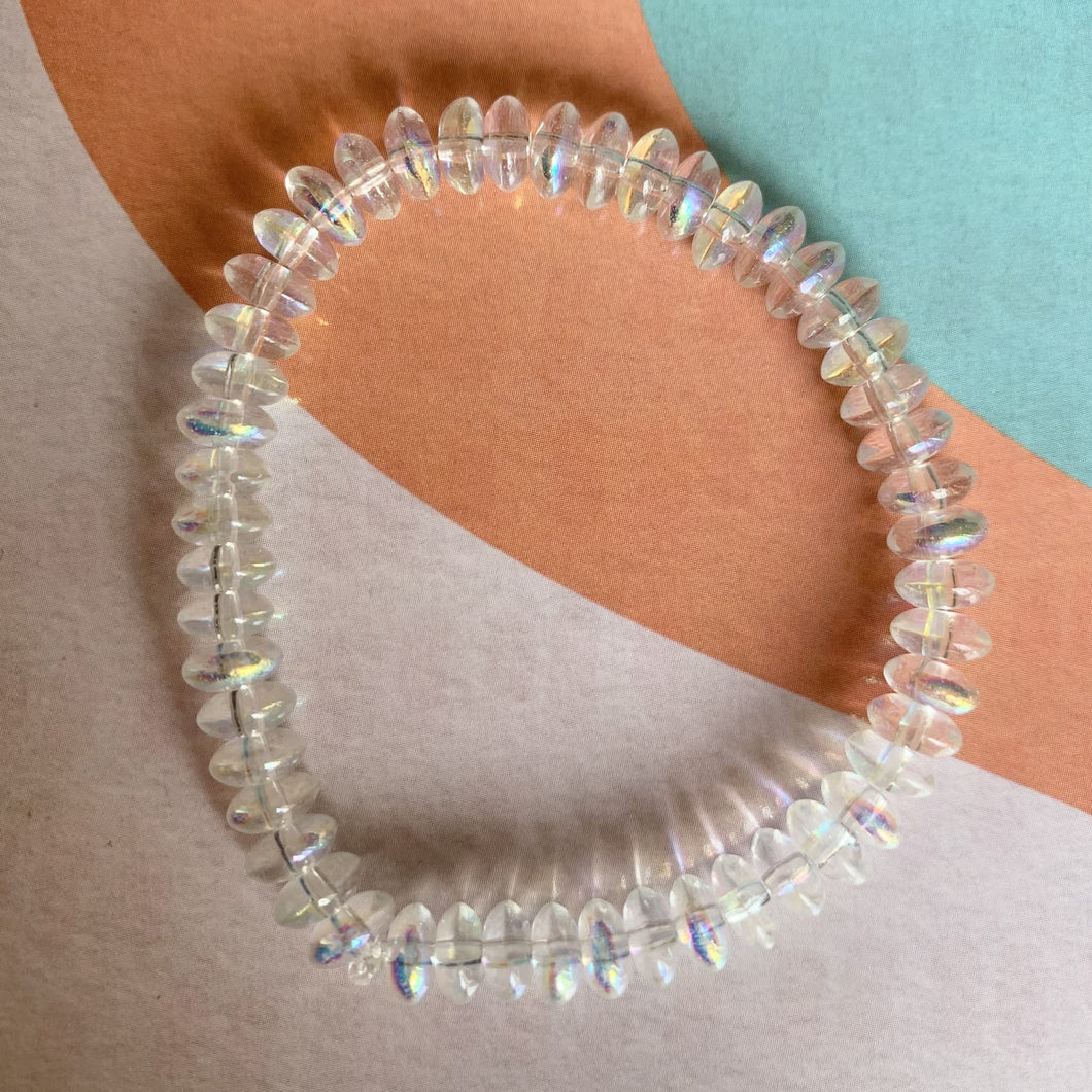 pretty iridescent donut bead bracelet